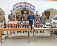 बलिया पुलिस को ब्रेजा कार में मिला शराब का जखीरा, युवक गिरफ्तार